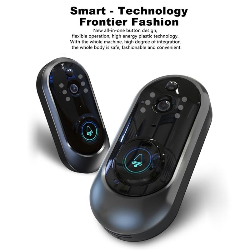 Smart Wifi Video Doorbell With Remote Monitoring & Voice Intercom - 720P 6400Mah Black
