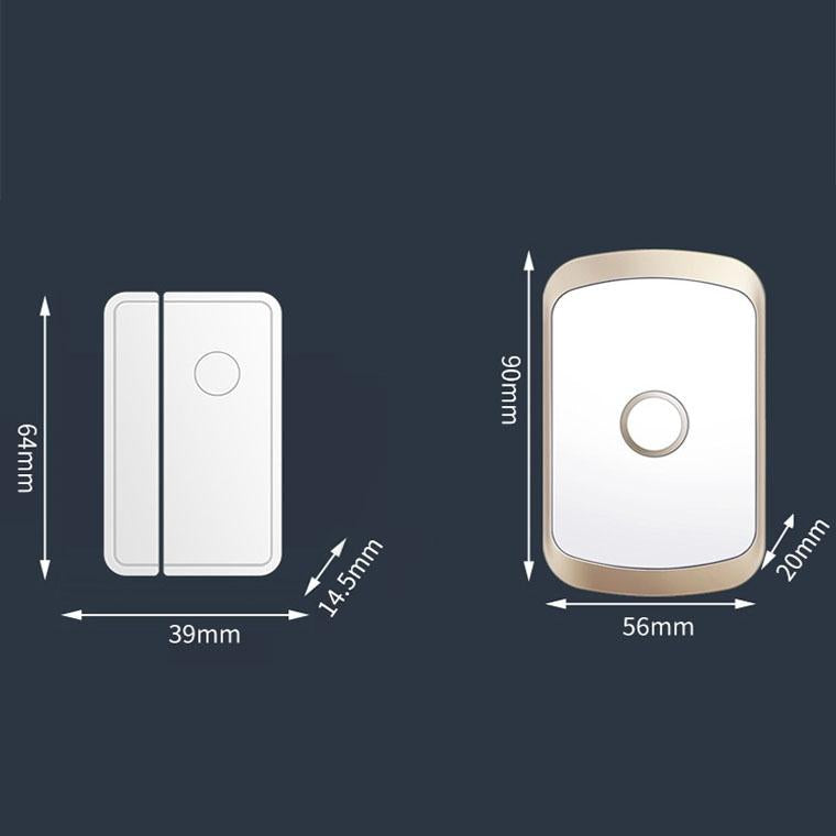 Smart Wireless Doorbell Alarm With 3 Split Type Door Sensors - Black