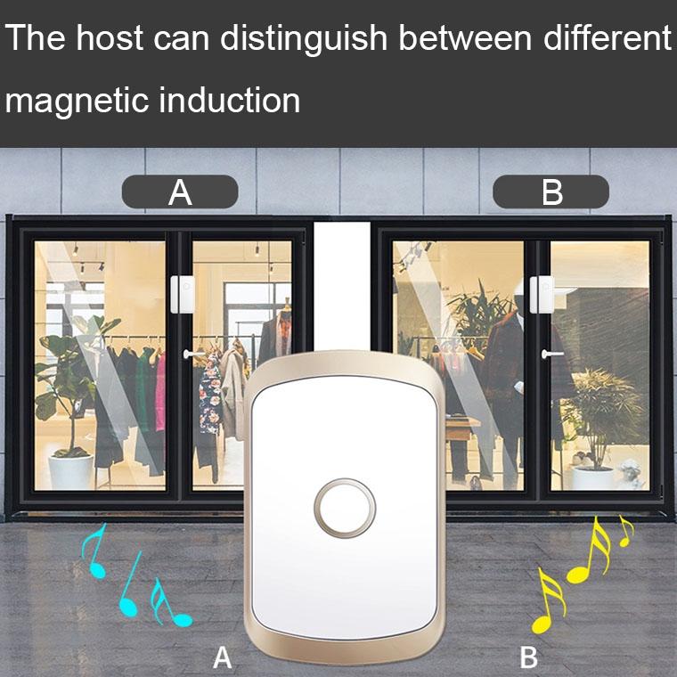 Smart Wireless Doorbell Alarm With 3 Split Type Door Sensors - Black