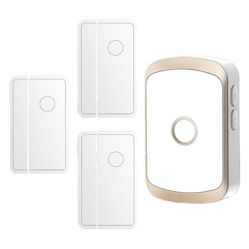 Smart Wireless Doorbell Alarm With 3 Split Type Door Sensors - Black