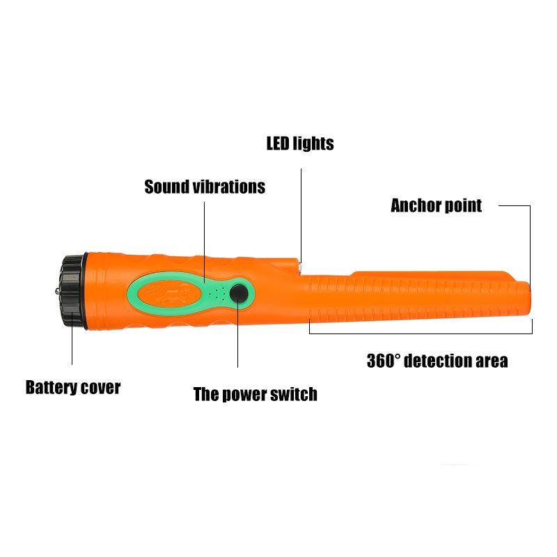 Outdoor Handheld Metal Detector for Treasure Hunting - Orange Green