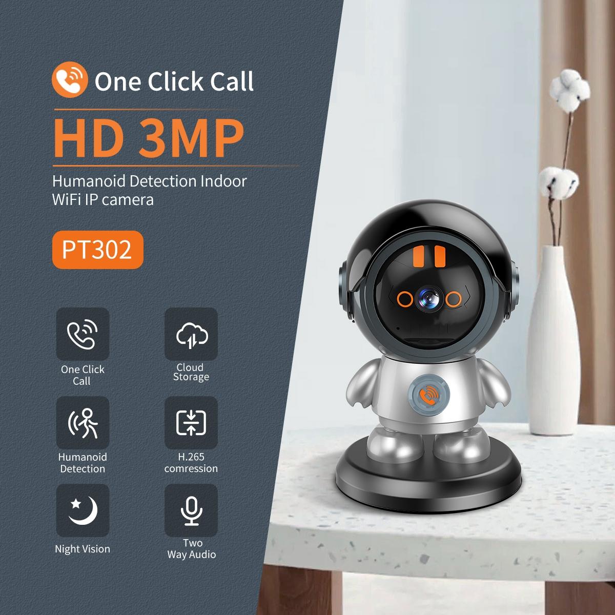 3Mp Humanoid Detection Wifi Ip Camera - One Click Call