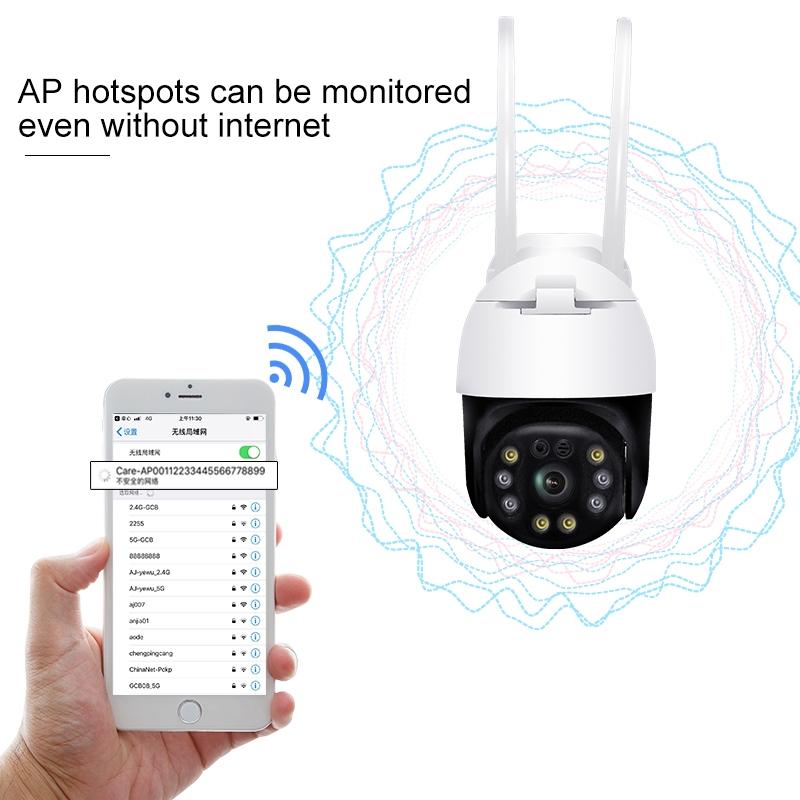 Waterproof 360 Degree Ptz Wifi Camera With 1080P Resolution 3.0Mp Lens Two-Way Voice Motion Detection And 128Gb Tf Card