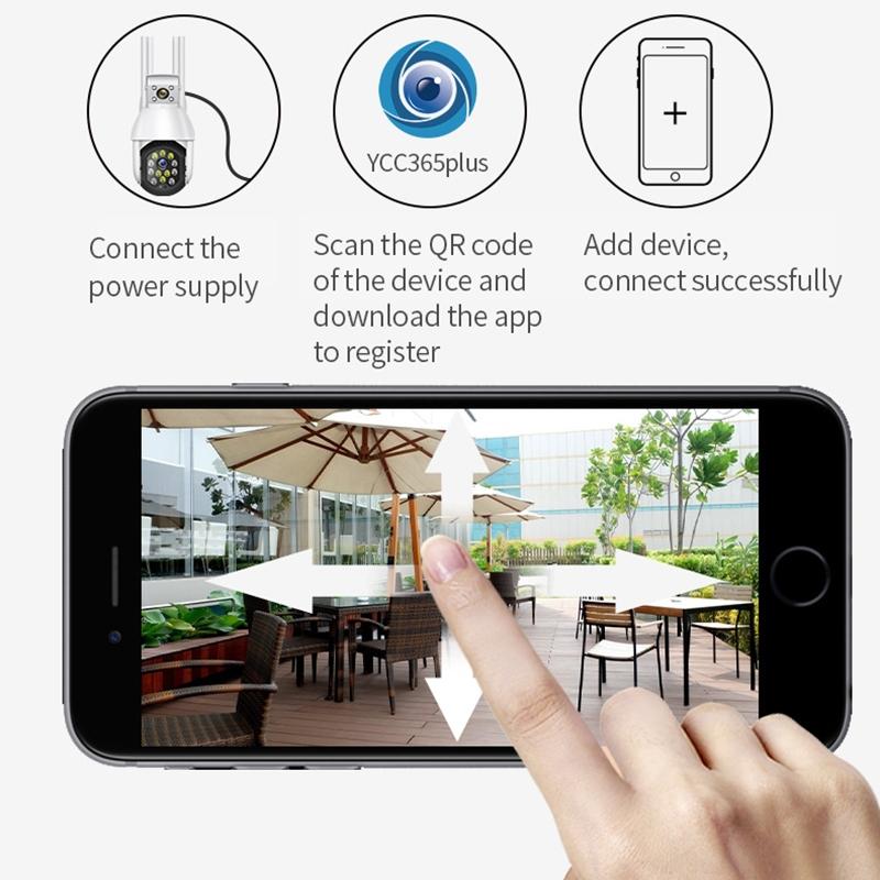 Waterproof Panoramic Ptz Wifi Camera With Dual Lens 1080P Resolution Two-Way Voice Intercom Smart Alarm And Video Playback. Supports Day / Night Full Colour And 128Gb Tf Card.