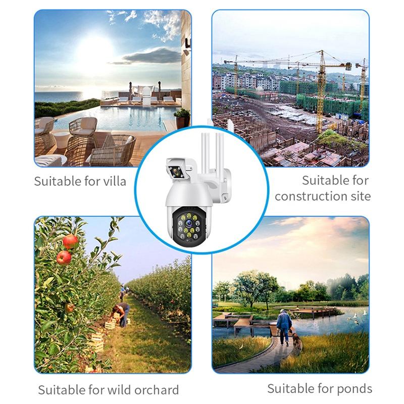 Waterproof Panoramic Ptz Wifi Camera With Dual Lens 1080P Resolution Two-Way Voice Intercom Smart Alarm And Video Playback. Supports Day / Night Full Colour And 128Gb Tf Card.