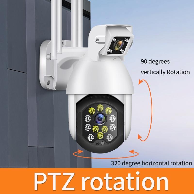 Waterproof Panoramic Ptz Wifi Camera With Dual Lens 1080P Resolution Two-Way Voice Intercom Smart Alarm And Video Playback. Supports Day / Night Full Colour And 128Gb Tf Card.