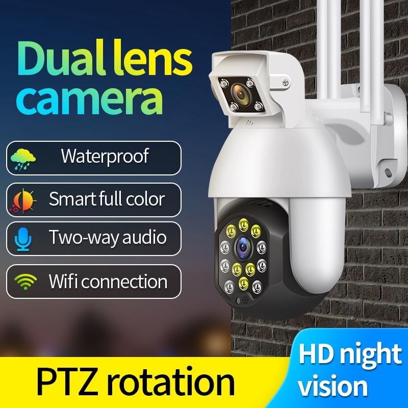 Waterproof Panoramic Ptz Wifi Camera With Dual Lens 1080P Resolution Two-Way Voice Intercom Smart Alarm And Video Playback. Supports Day / Night Full Colour And 128Gb Tf Card.