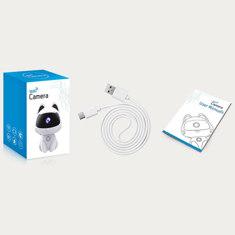 Smart Home Camera With Night Vision & Two-Way Voice & Motion Detection - Cute Pets White