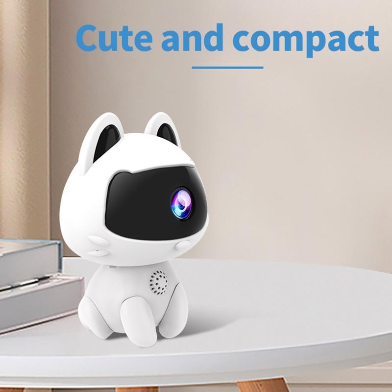 Smart Home Camera With Night Vision & Two-Way Voice & Motion Detection - Cute Pets White