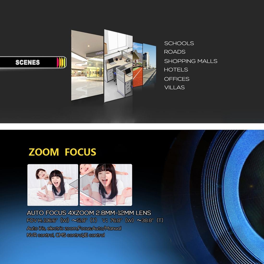 2Mp 1080P Manual Focus 4X Zoom Ip Camera With Poe And 2.8-12Mm Lens For Video Surveillance - White