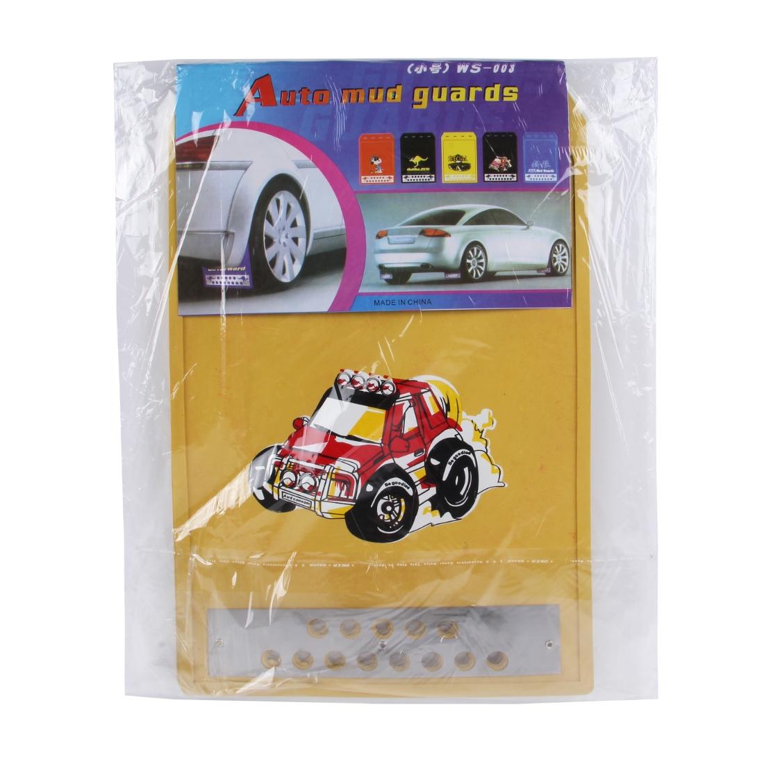 2 Pcs Premium Heavy Duty Molded Splash Mud Flaps Auto Front And Rear Fender Guard Small Size Random Pattern Delivery - Yellow