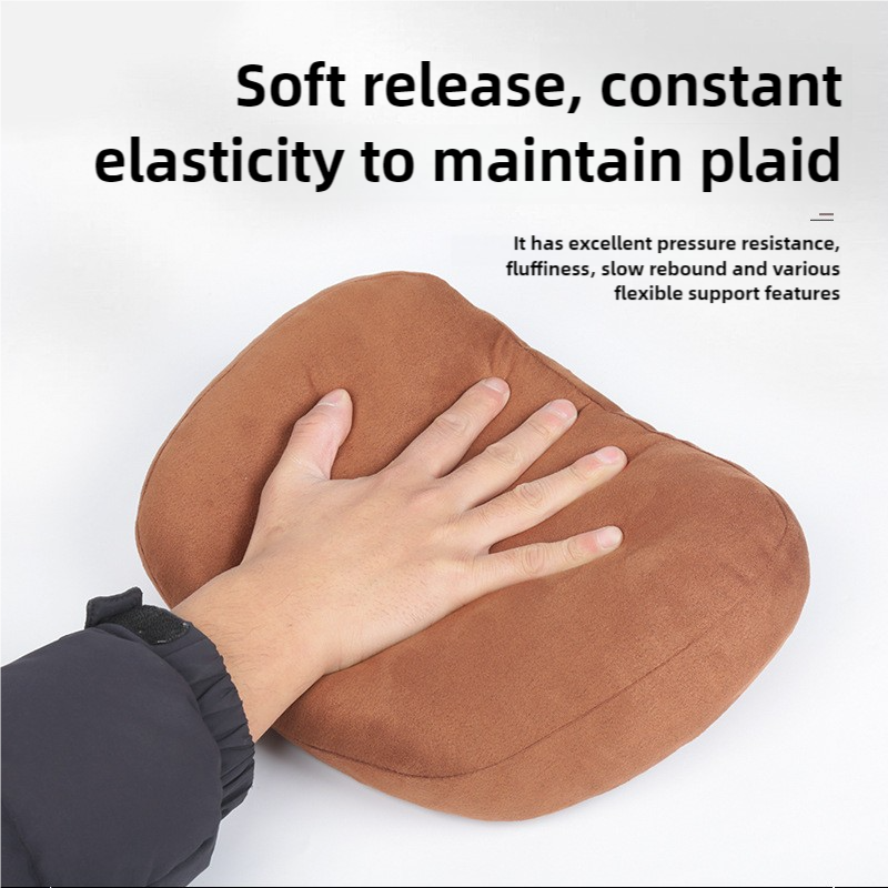 Beige Luxury Eco-Friendly Suede Car Headrest and Lumbar Cushion Set - Ergonomic Support, All-Season Comfort, Adjustable Straps, and Durable Design for Cars, Office, and Home Use