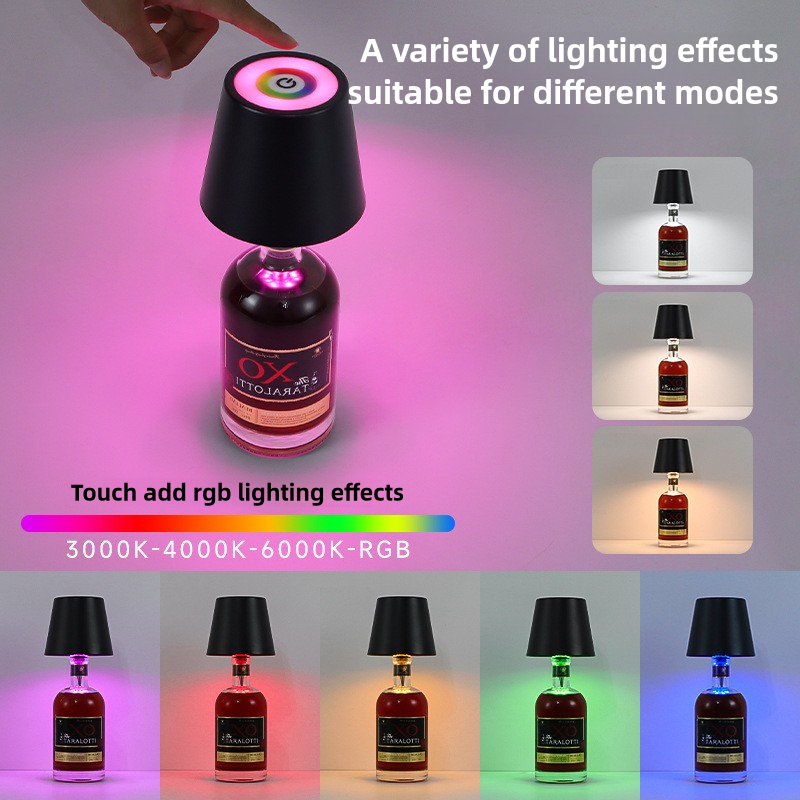 White RGB Color-Changing LED Bottle Lamp - Adjustable Smart Lighting for Home Decor