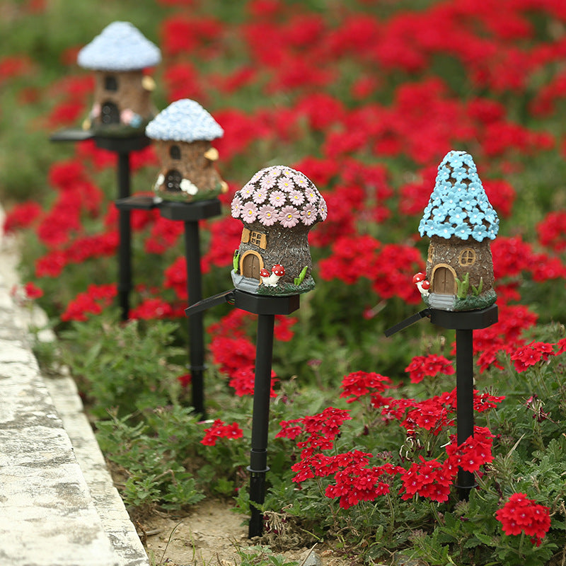 Style 4 Brown And Blue Solar Resin Garden Stake Light - Outdoor Landscape Light for Yard and Patio Decor