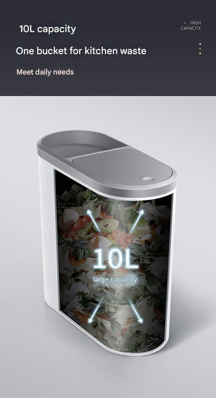 Slim Press-Top Trash Can with Top Storage Compartment - Narrow Design for Bathroom & Small Spaces(Ash cover + ash bucket)