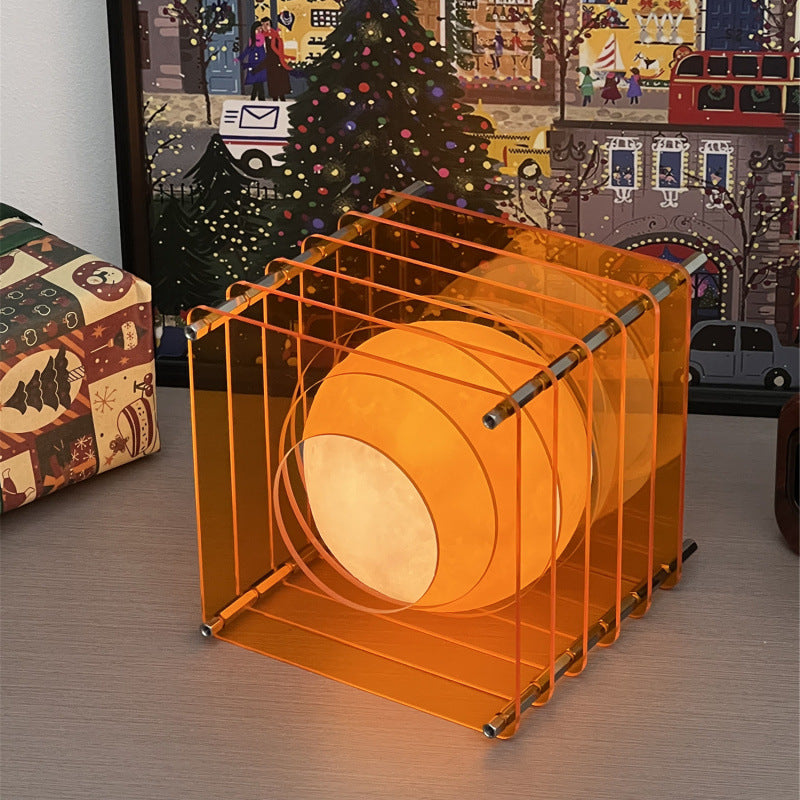 Minimalist Layered Acrylic Moon Lamp - USB Touch Dimmable (Sunset Orange Moon Lamp)