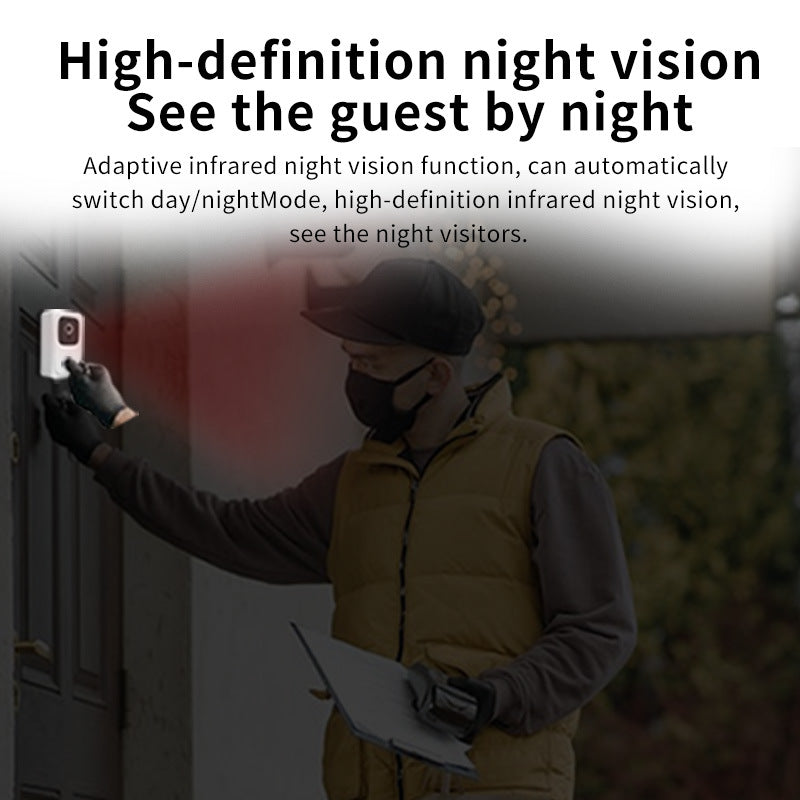 White Tuya Smart Video Doorbell - HD, Voice Changing, Night Vision, Rechargeable, WiFi Enabled