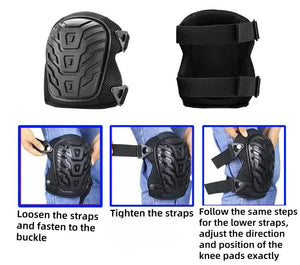 1 Pair Black Professional Hard Shell Knee Pads - Heavy Duty Protection for Work, Construction, Gardening & Outdoor Sports