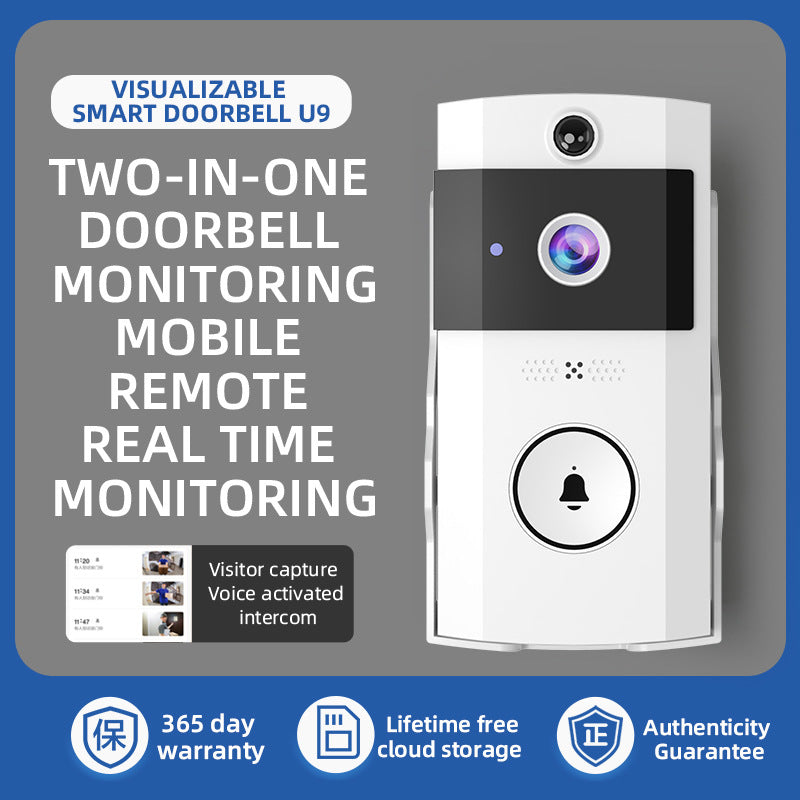U9 Visual Doorbell HD Wireless Video Doorbell with Long-Lasting Battery