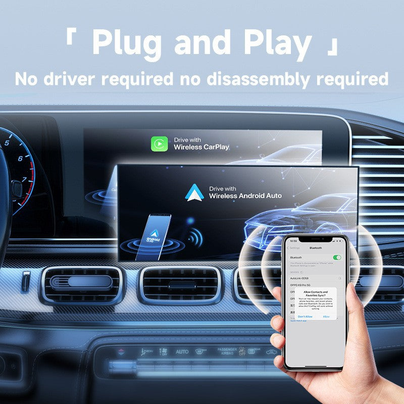 2-in-1 Wireless CarPlay & Android Auto Adapter - Plug & Play Dongle for Cars(Android phone Apple phone two in one)