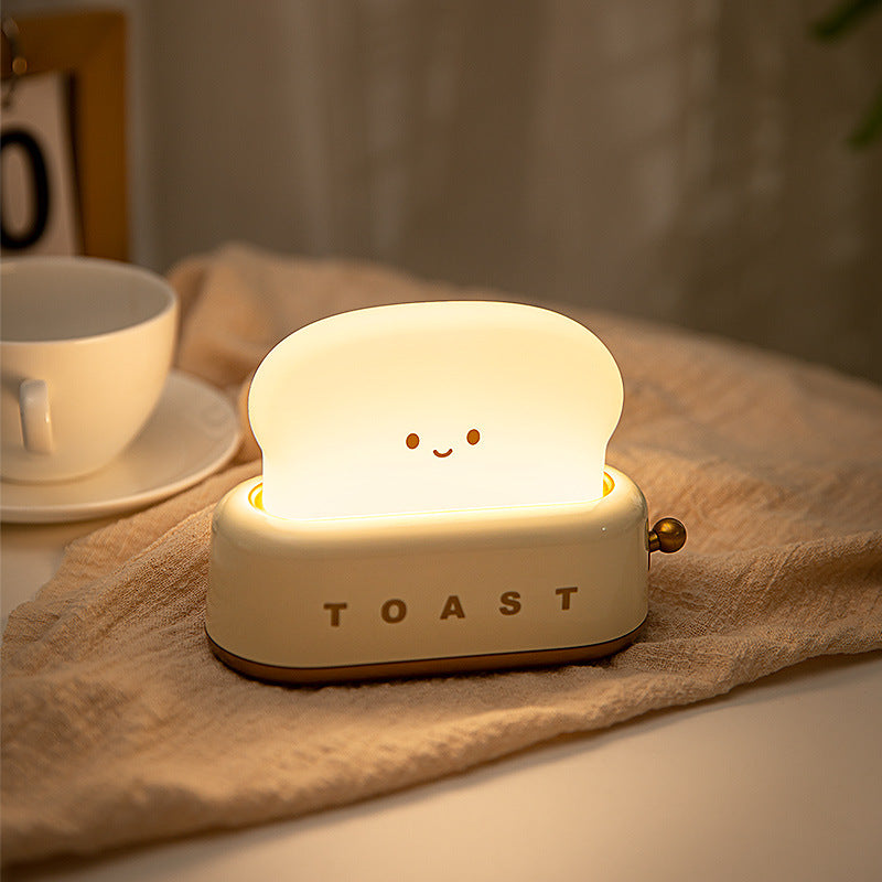 Adorable Toast-Shaped LED Night Light - Dimmable, Timer, USB-C Rechargeable, Long Battery Life(pink)
