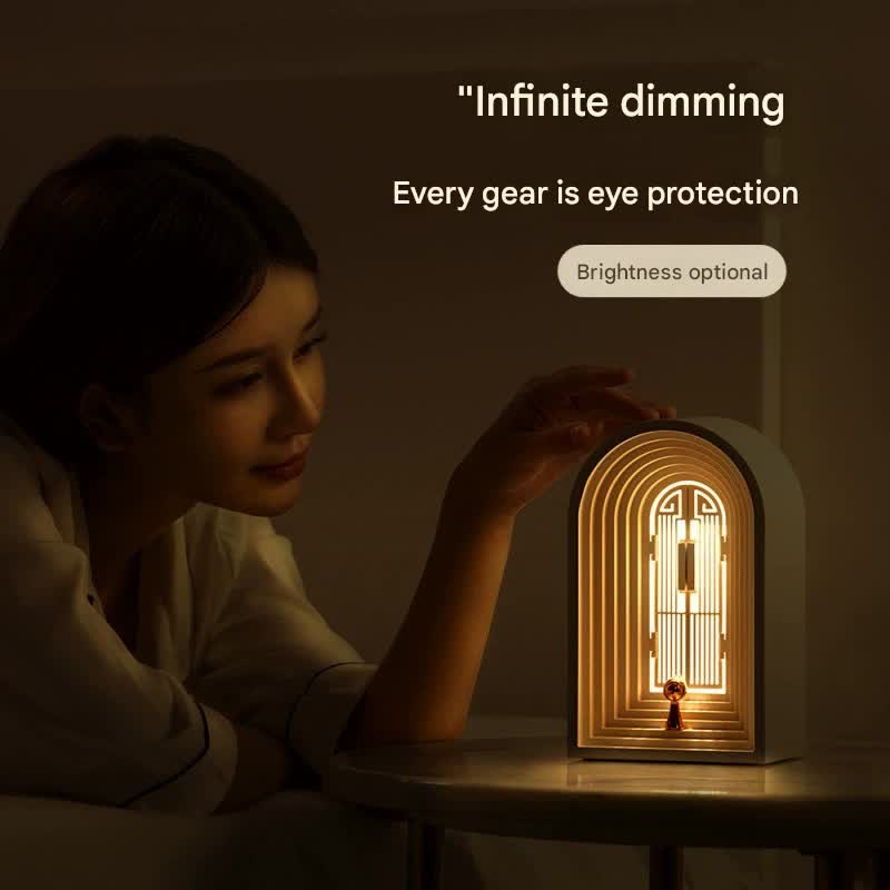 Magic Wishing Door LED Night Light & Bluetooth Speaker - Stepless Dimming, USB-C Rechargeable(grey)