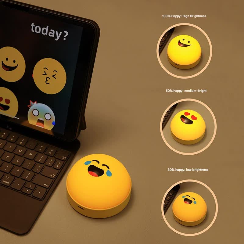 Fun Emoji LED Night Light - Tap Control, 7 Changing Options, 3 Brightness Levels & Magnetic Mount(Laughing and crying expression)