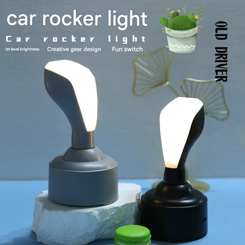 Car Gear Shifter Style LED Night Light - 3 Brightness Levels, Type-C Rechargeable & Stress Relief Gadget(black)