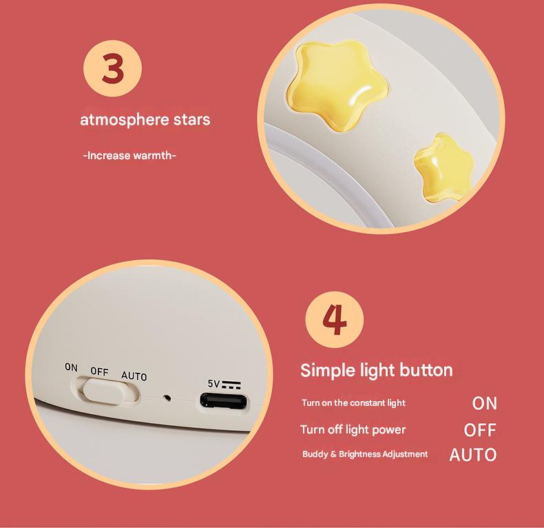 Adorable LED Night Light with Tap Control - 3 Brightness Levels & USB Charging(cat)