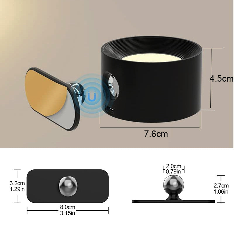 Khaki Wood Grain Rechargeable LED Magnetic Wall Light - Touch Control, 3 Colors & Dimmable, USB Portable Night Lamp for Reading & Cabinets