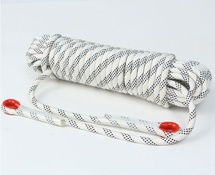 White 10mm Double Hook Climbing Rope Set - 10m Durable Outdoor Safety Rescue Cord