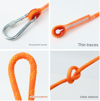 White 10mm Double Hook Climbing Rope Set - 10m Durable Outdoor Safety Rescue Cord