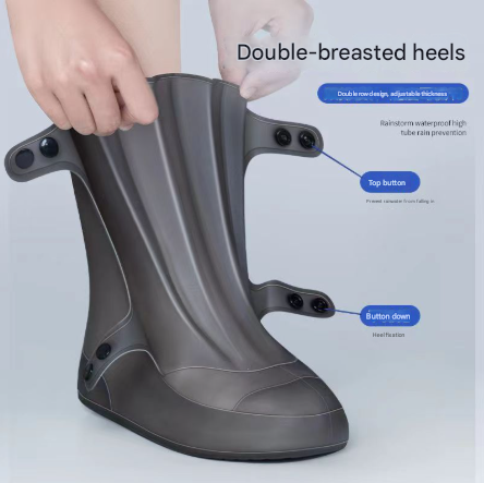 2 Pcs Size XL White Reusable Waterproof Shoe Covers - Heavy Duty Non-Slip Rain Boot Protectors