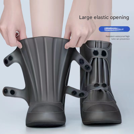 2 Pcs Size XL White Reusable Waterproof Shoe Covers - Heavy Duty Non-Slip Rain Boot Protectors