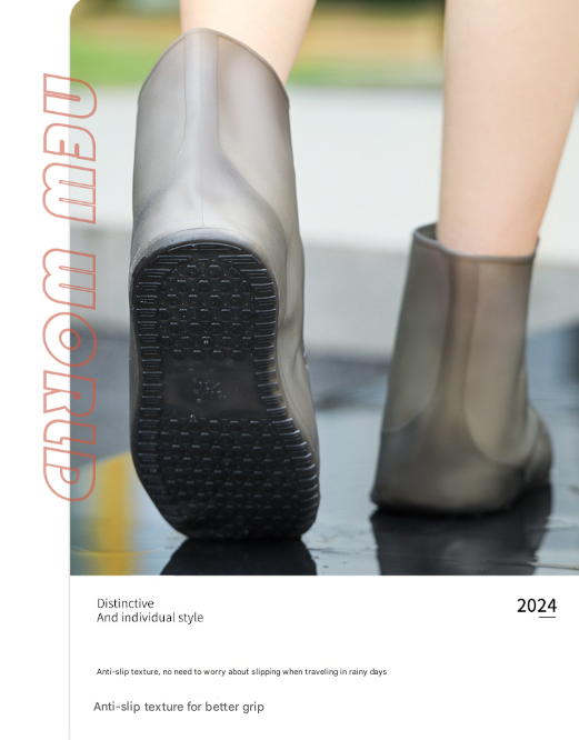 2 Pcs Size XL White Reusable Waterproof Shoe Covers - Heavy Duty Non-Slip Rain Boot Protectors