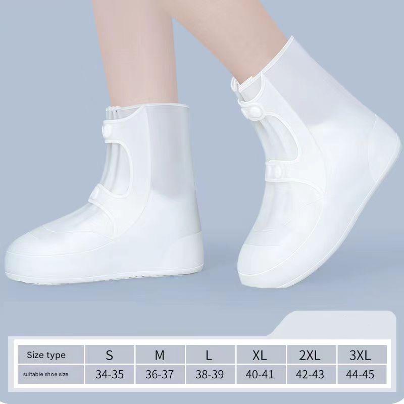 2 Pcs Size 2XL White Reusable Waterproof Shoe Covers - Heavy Duty Non-Slip Rain Boot Protectors