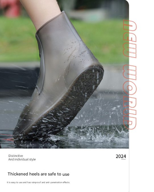 2 Pcs Size 2XL White Reusable Waterproof Shoe Covers - Heavy Duty Non-Slip Rain Boot Protectors