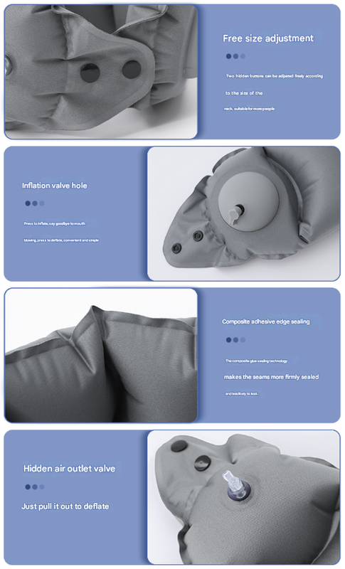 Blue Press-Pump Inflatable Travel Pillow - Ultra-Lightweight Ergonomic 360° Neck Support