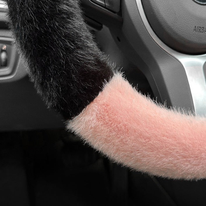 Blue Plush Cat Ear Steering Wheel Cover - Cute & Fuzzy Winter Grip, Universal 38cm Fit